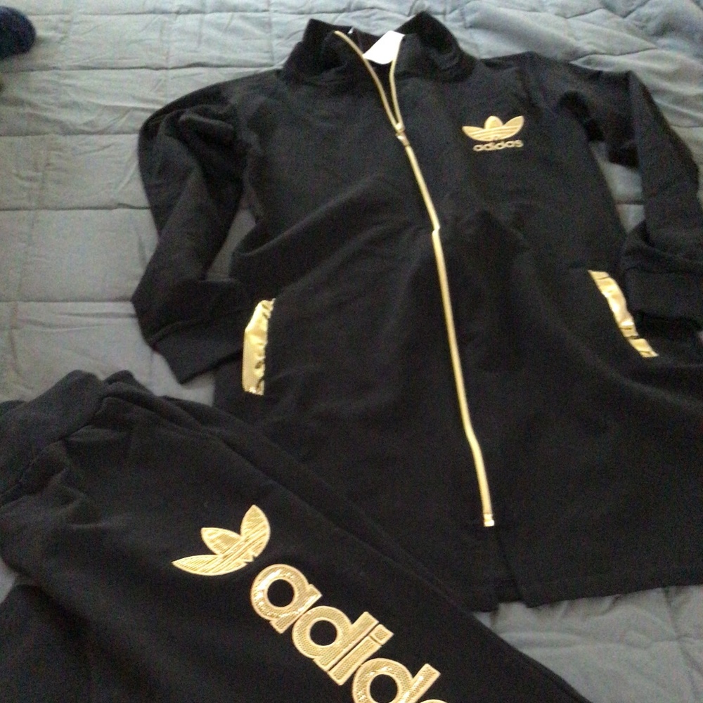 Black & Gold Adidas Tracksuit RARE, VERY Uniquely Made, PERFECT Christmas Gift!